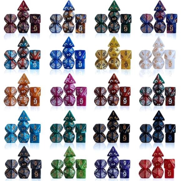 DND Dice Sets - 26 X 7 Polyhedral Dice (182pcs) with a Large Drawstring Bag - Picture 2 of 7